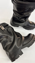 STIVALETTO RISVOLTATO LUCCHETTO NERO