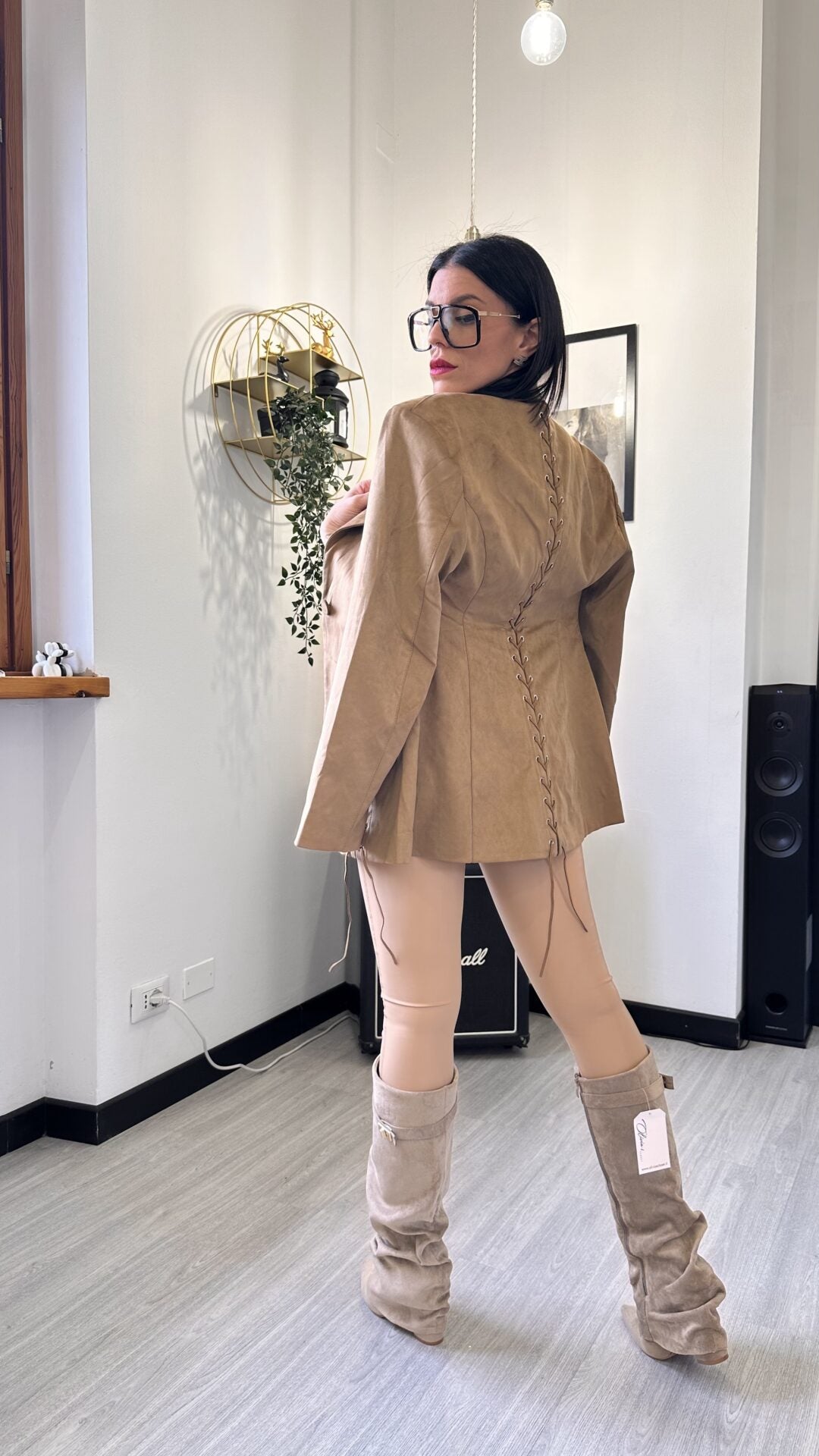 LEGGINGS ECOPELLE ELASTICO TAUPE