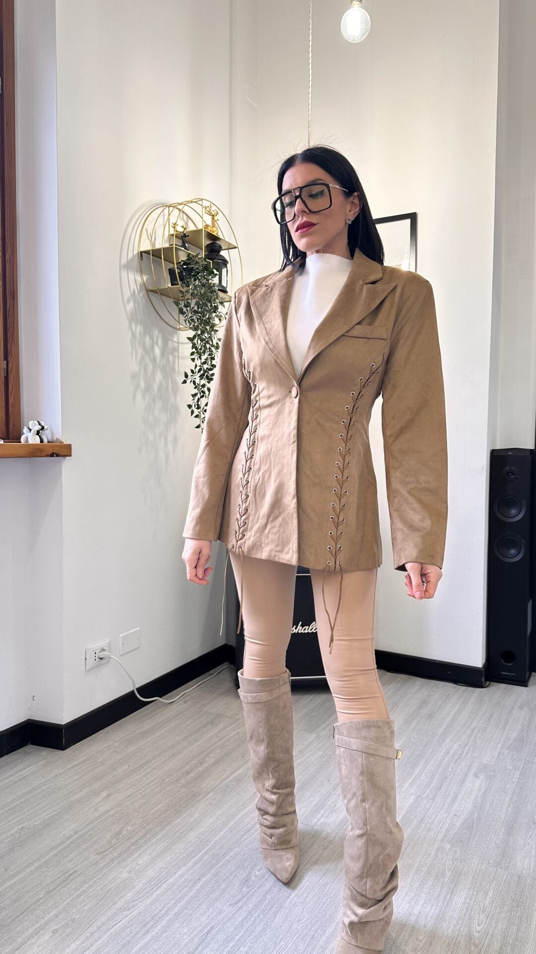 LEGGINGS ECOPELLE ELASTICO TAUPE