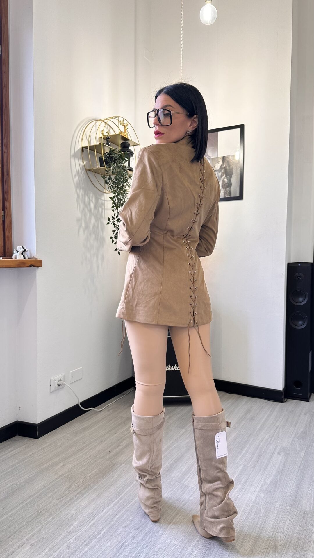 LEGGINGS ECOPELLE ELASTICO TAUPE