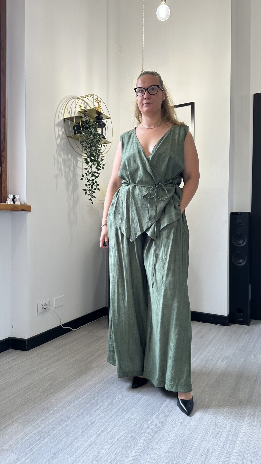 COORDINATO GIACCA A CASCATA VERDE