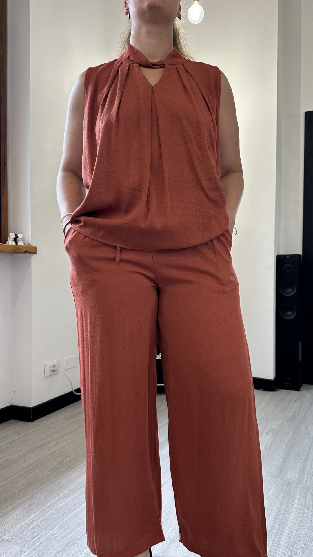 COORDINATO IN VISCOSA CON CANOTTA ARANCIO