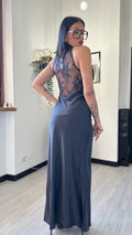 ABITO SIMIL RASO E PIZZO NERO