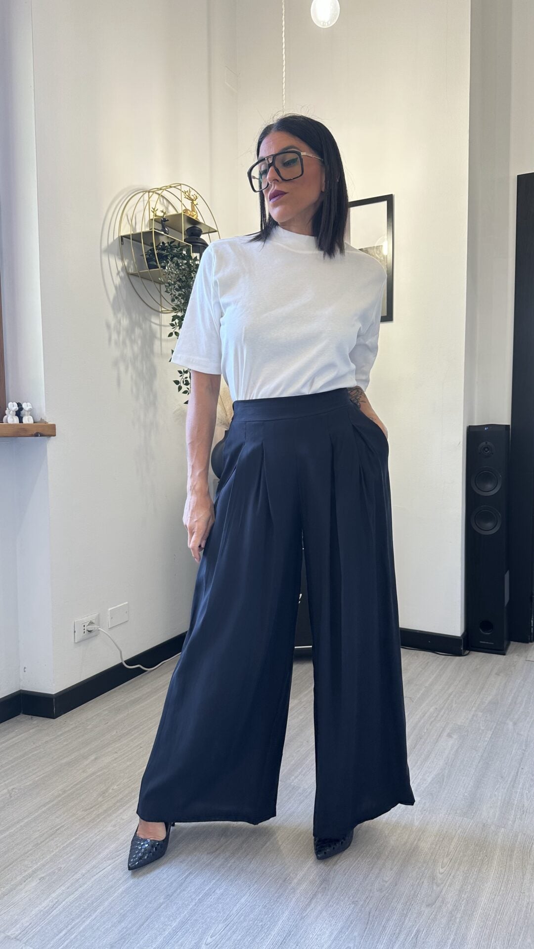 PANTALONE IN VISCOSA NERO