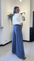 PANTALONE IN VISCOSA BLU