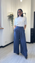 PANTALONE IN VISCOSA BLU