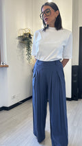 PANTALONE IN VISCOSA BLU
