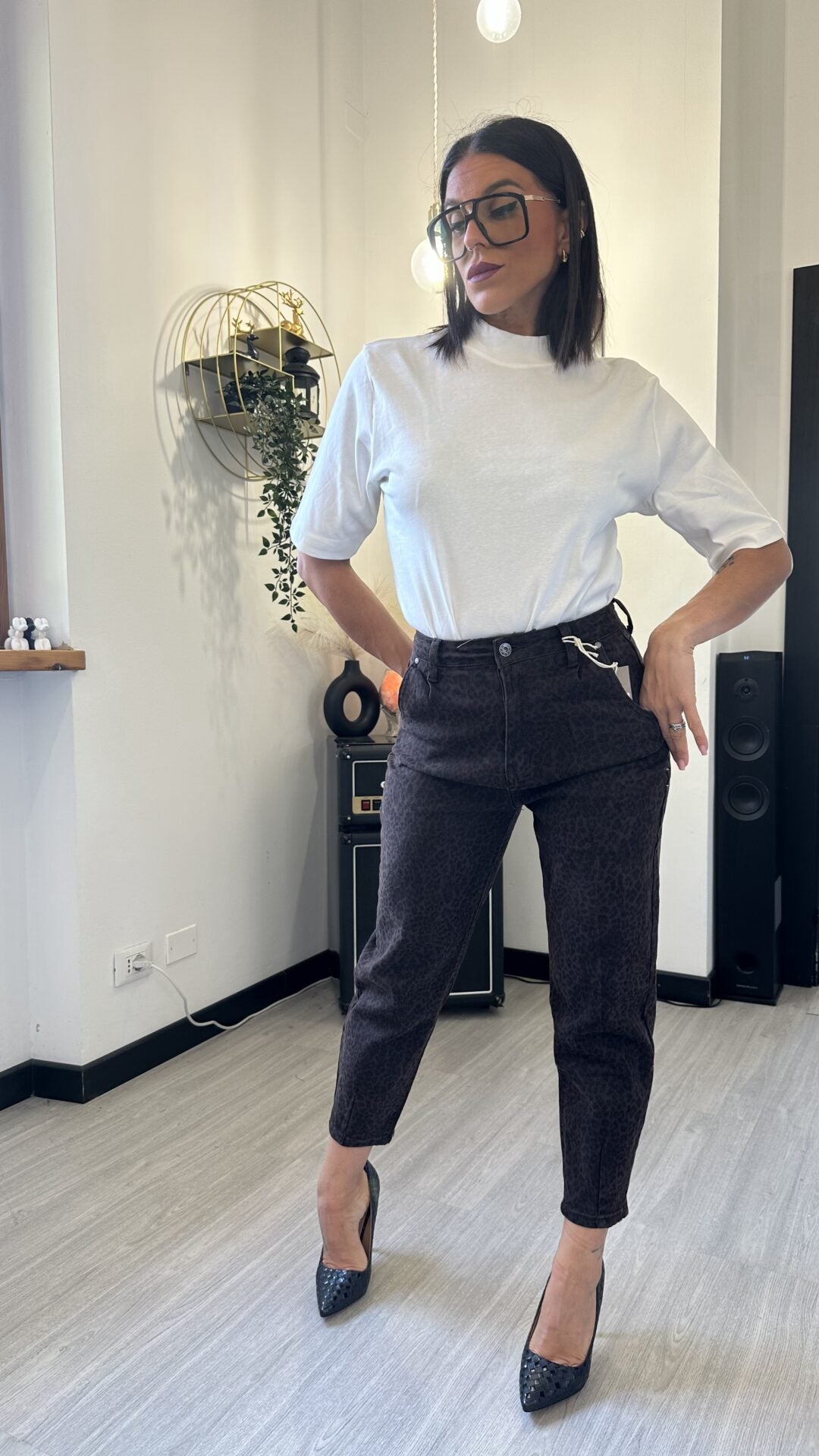 2500 JEANS LEOPARDATO BALLOON