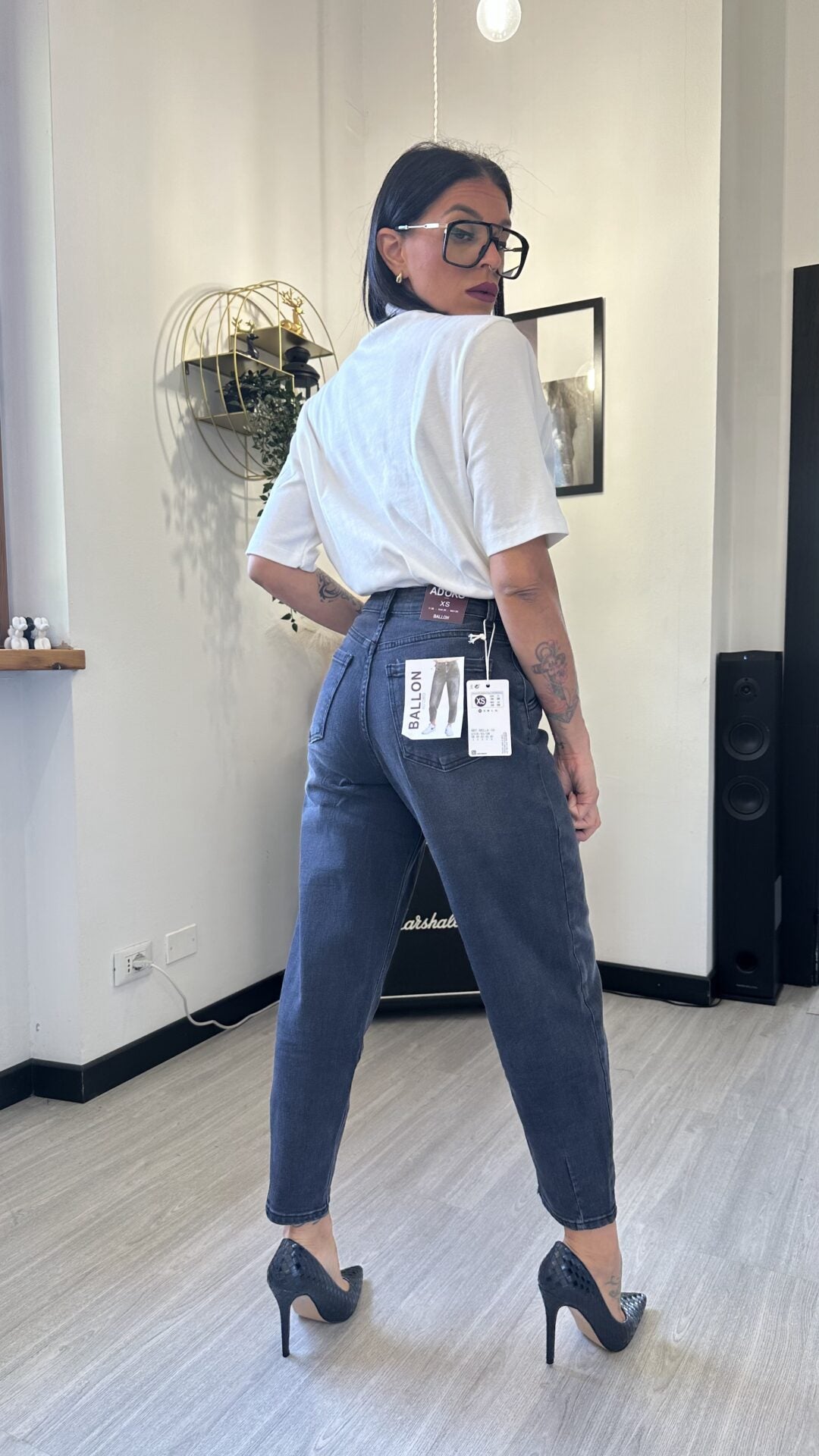 1000 JEANS BALLOON NERO