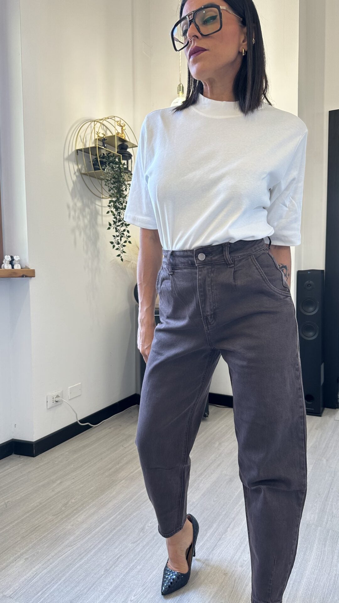 1600 JEANS BALLOON MARRONE