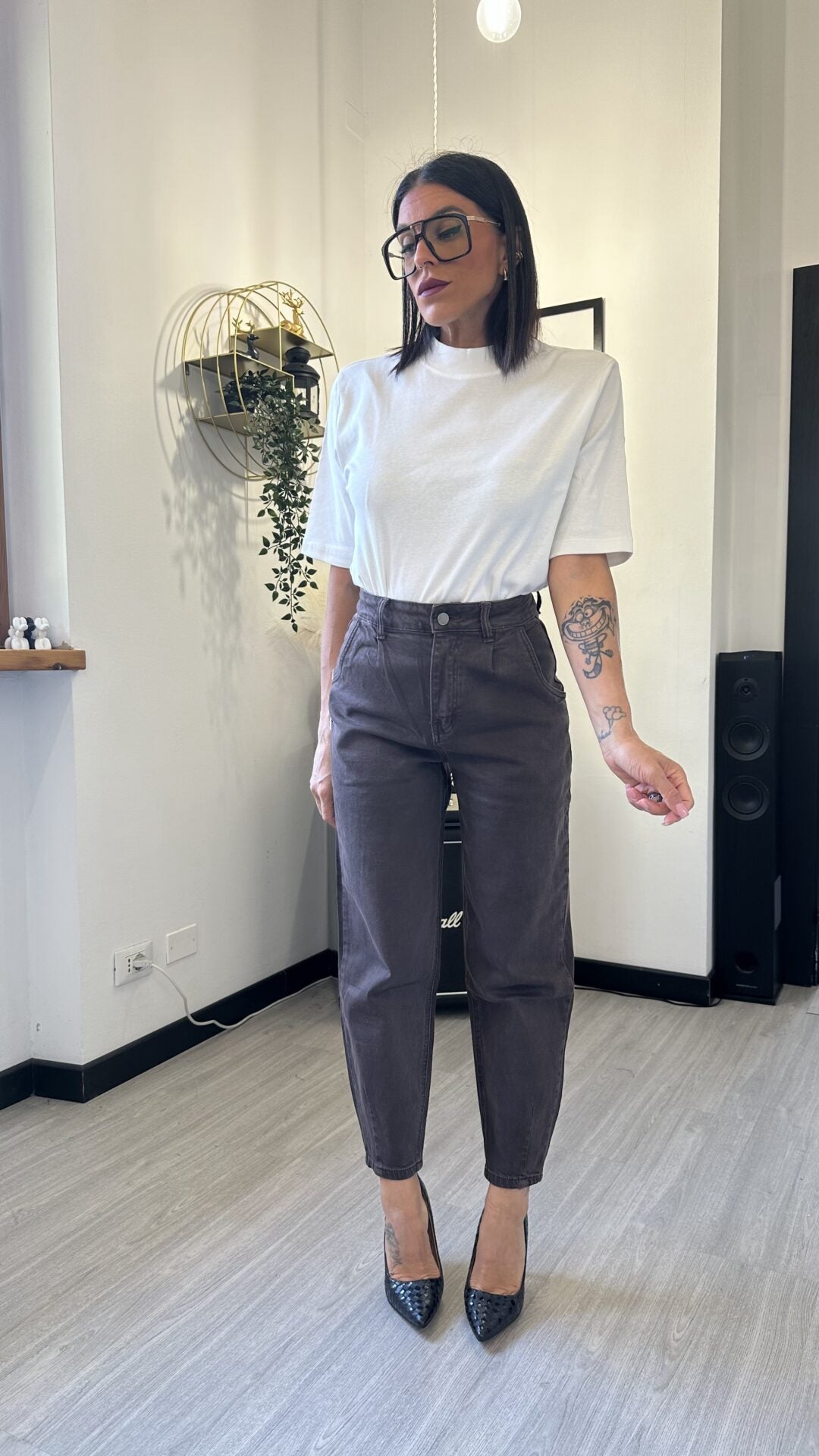 1600 JEANS BALLOON MARRONE