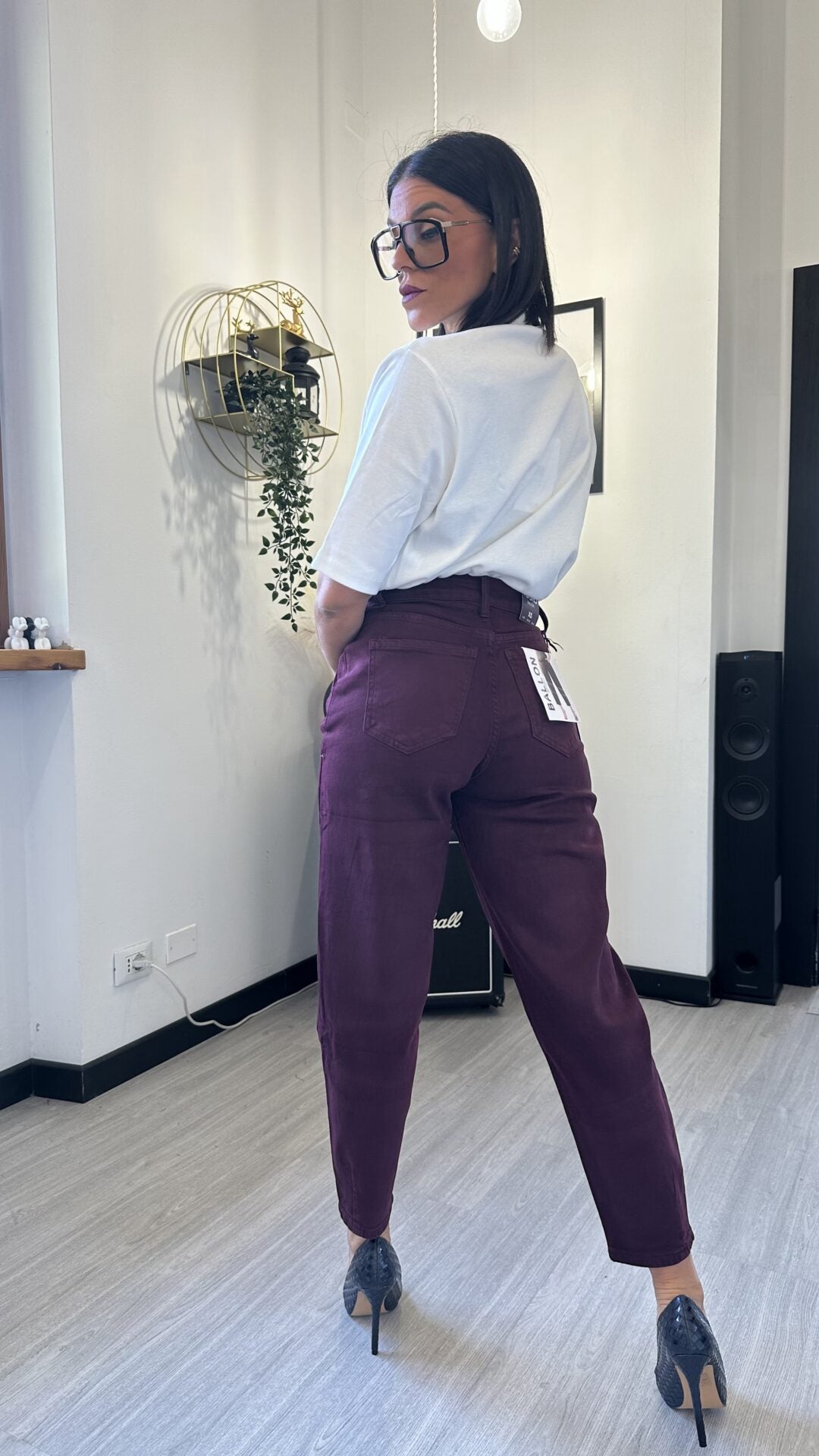 1600 JEANS BALLOON MARRONE
