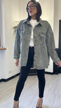 CAMICIA IN COTONE SCAMOSCIATA VERDE