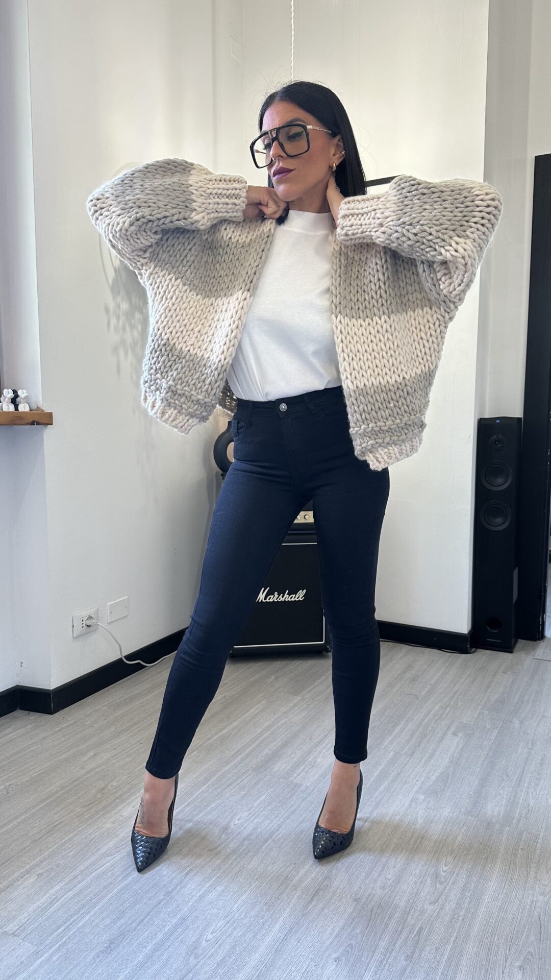 CARDIGAN UNCINETTO TAUPE