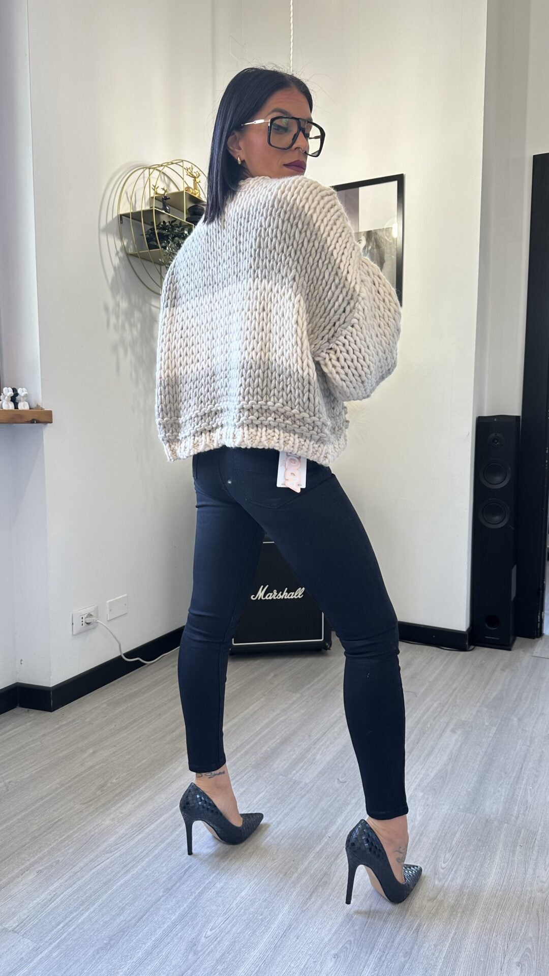 CARDIGAN UNCINETTO TAUPE