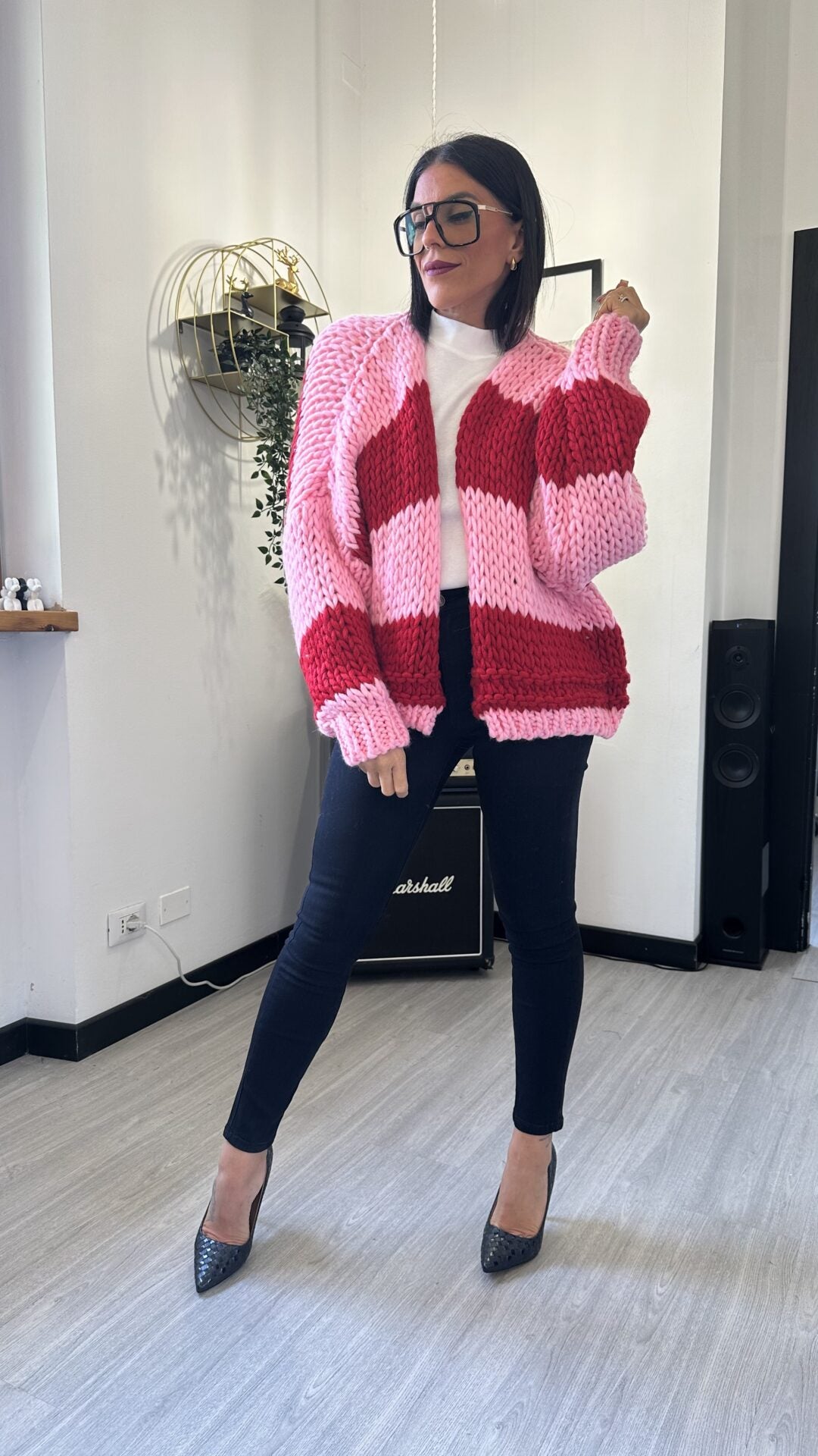 CARDIGAN UNCINETTO ROSA