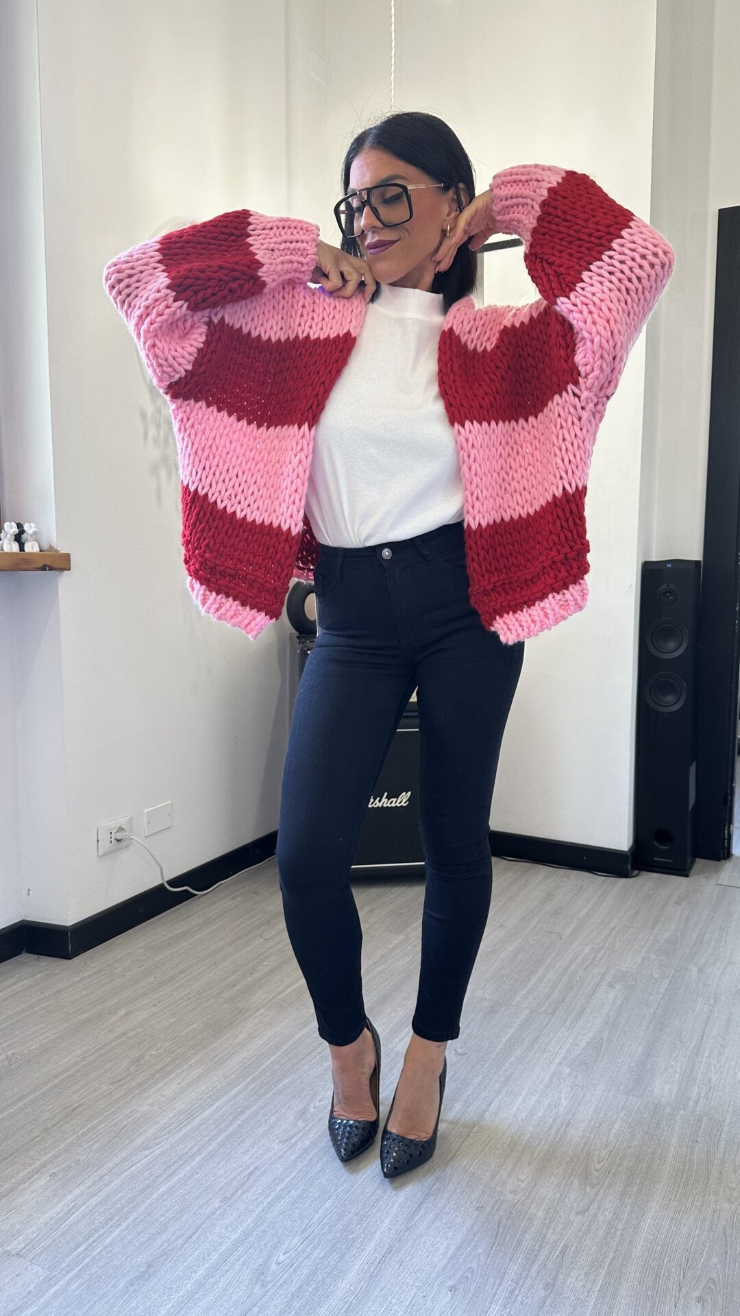 CARDIGAN UNCINETTO ROSA