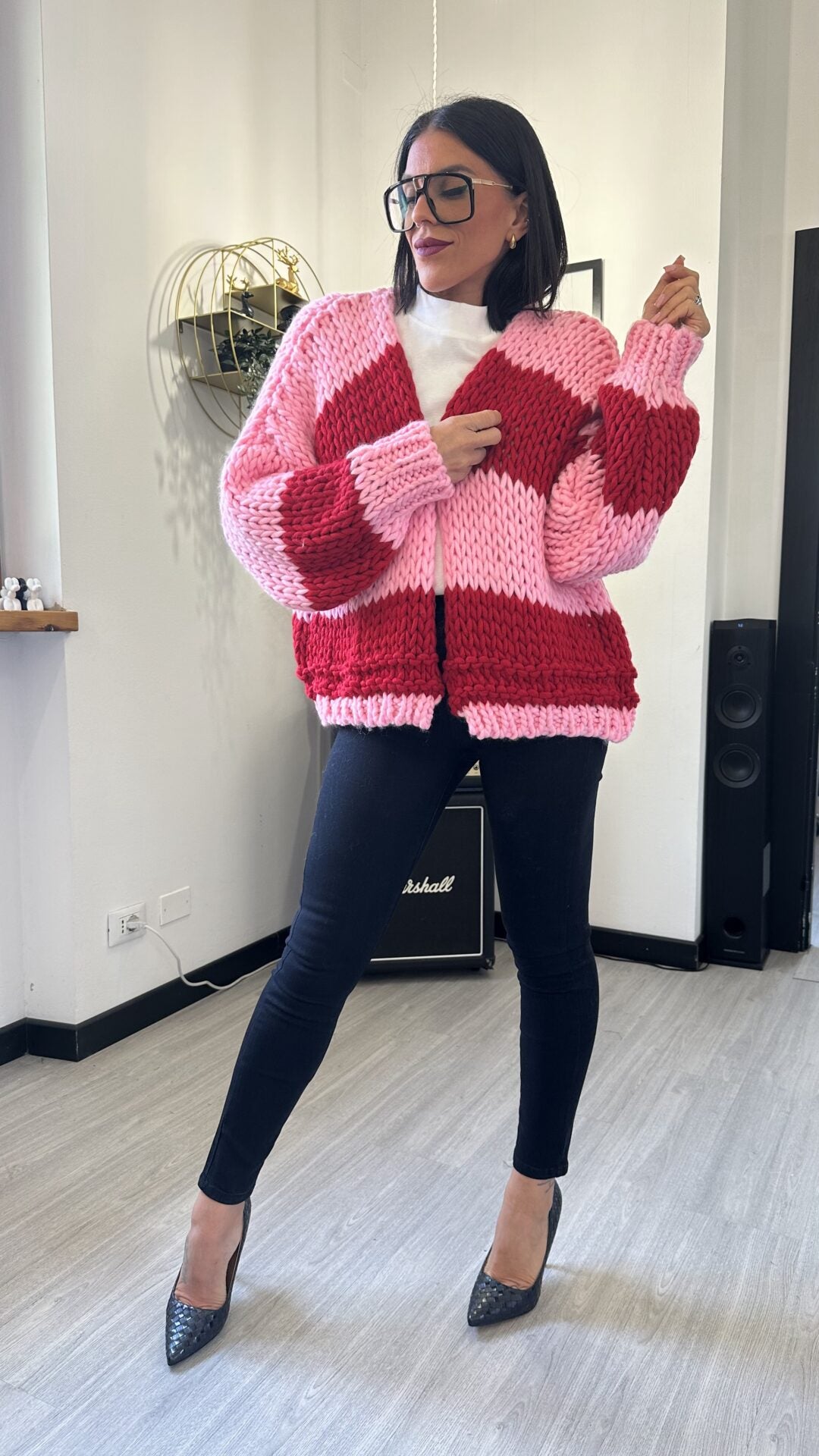 CARDIGAN UNCINETTO ROSA