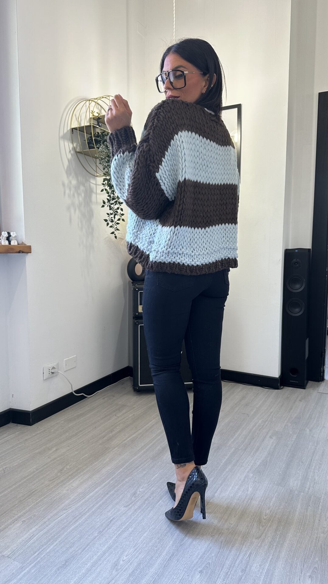 CARDIGAN UNCINETTO MARRONE