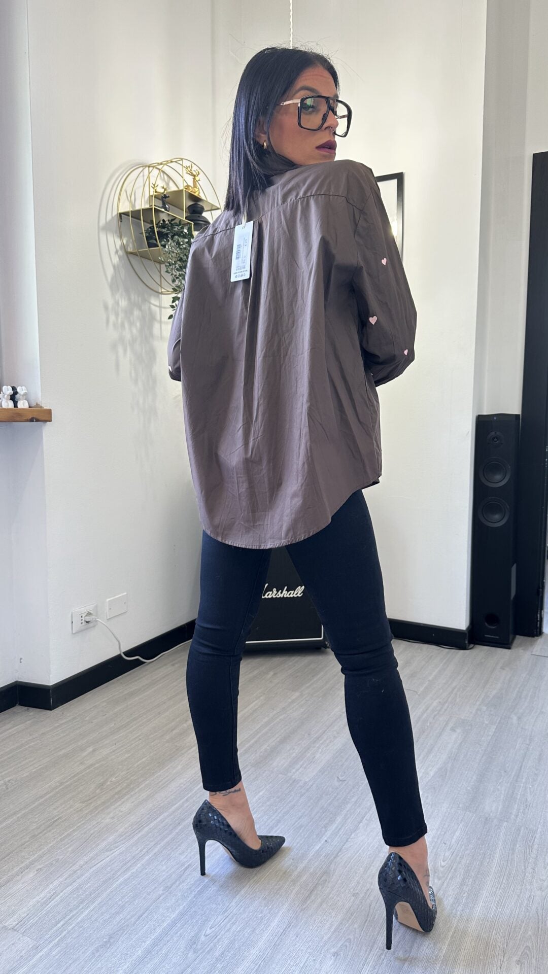 CAMICIA CUORICINI MARRONE
