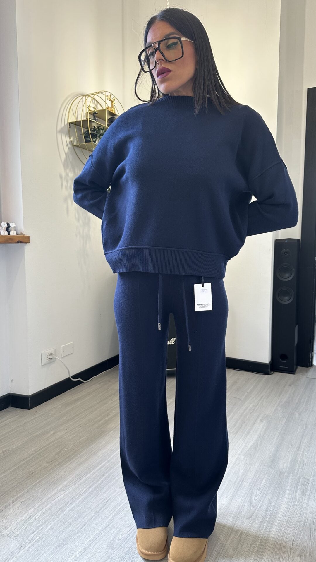 TUTA IN MAGLINA GIROCOLLO BLU