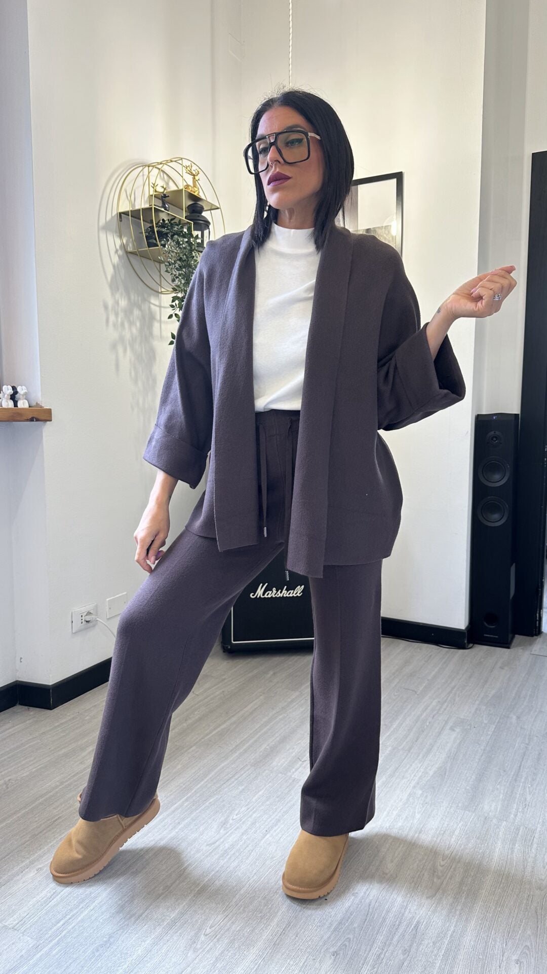 CARDIGAN OVER MARRONE