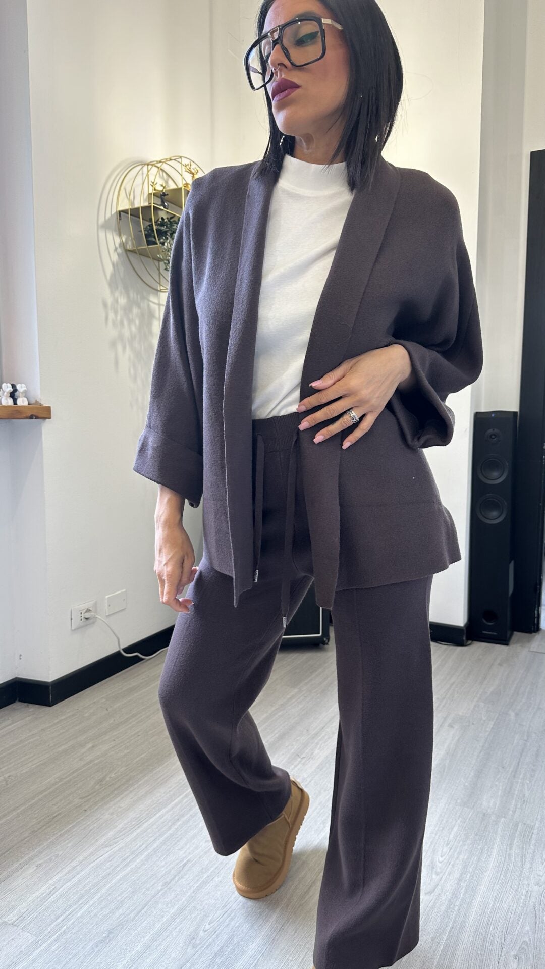 CARDIGAN OVER MARRONE