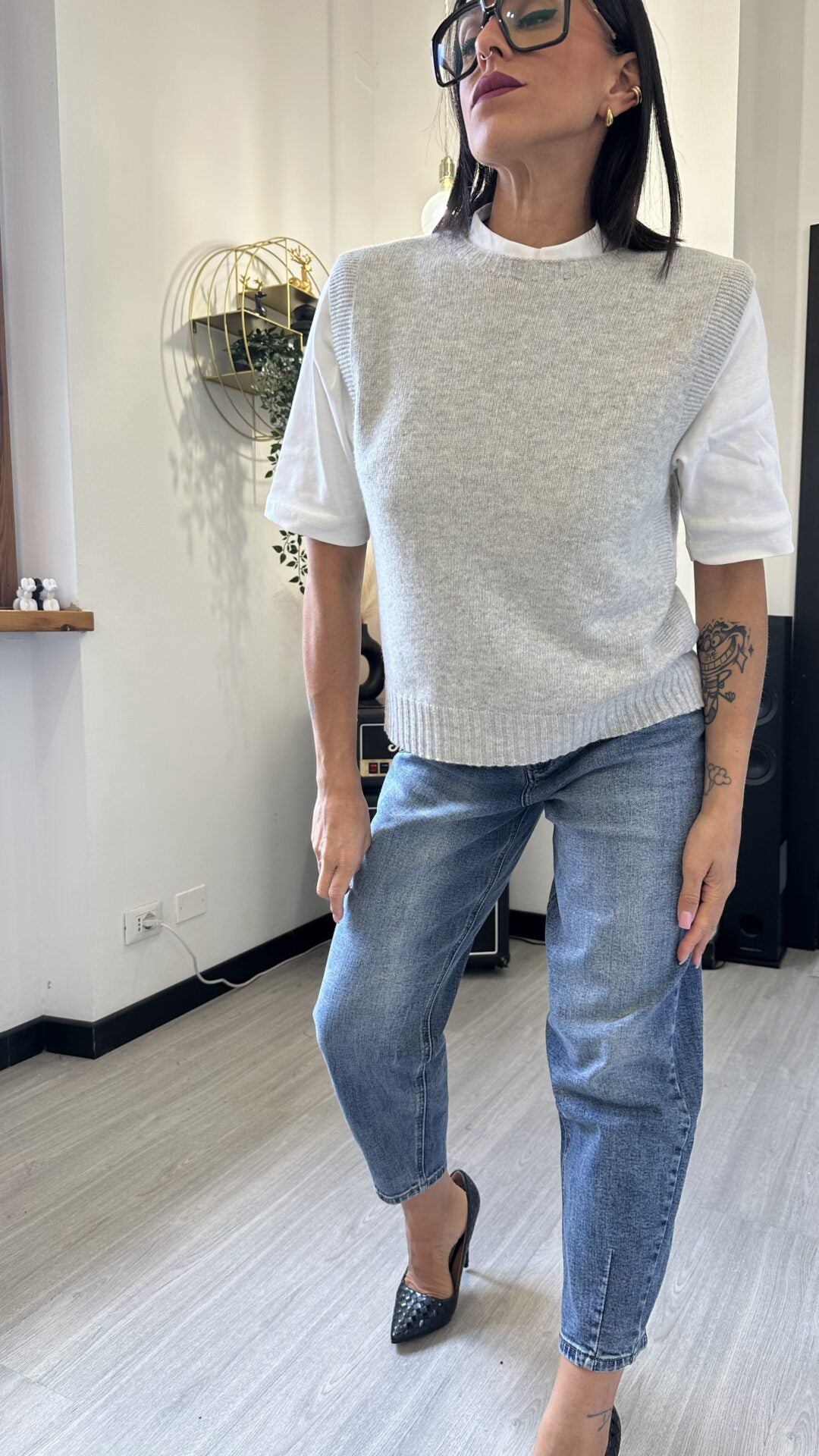 GILET MAGLIONCINO GRIGIO