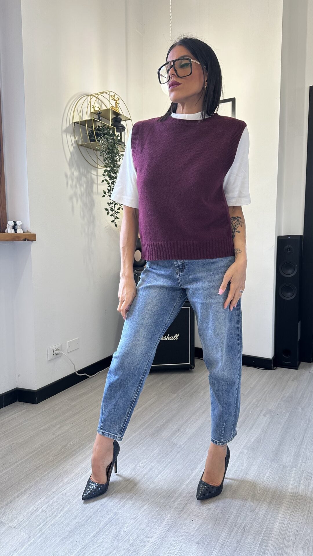 GILET MAGLIONCINO BORDEAUX