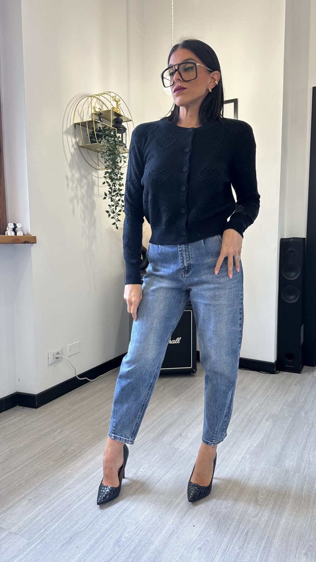 CARDIGAN CUORI NERO