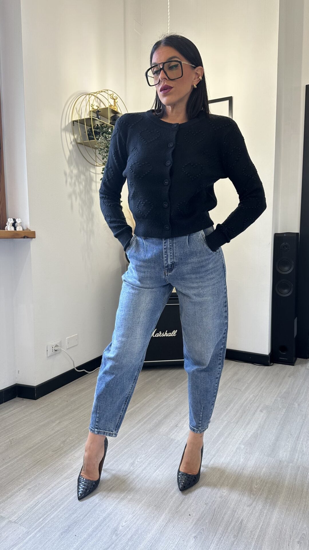 CARDIGAN CUORI NERO