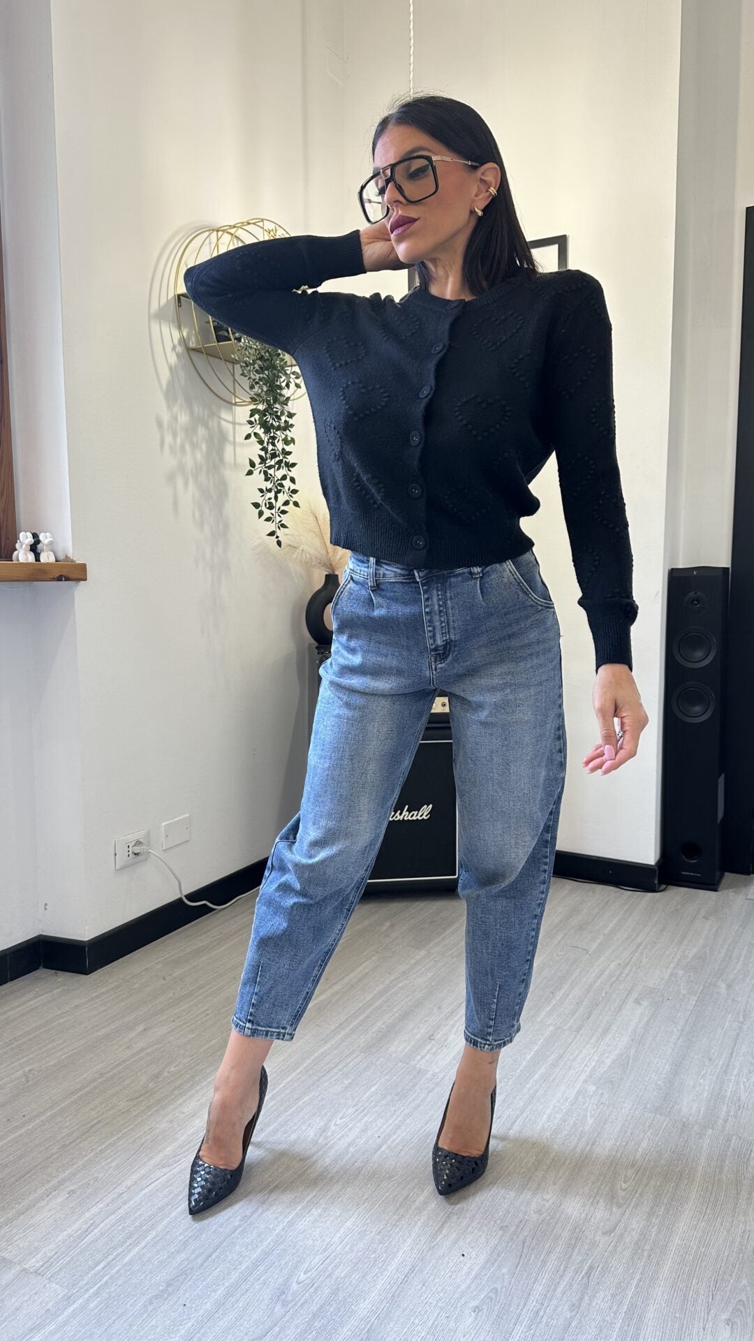 CARDIGAN CUORI NERO