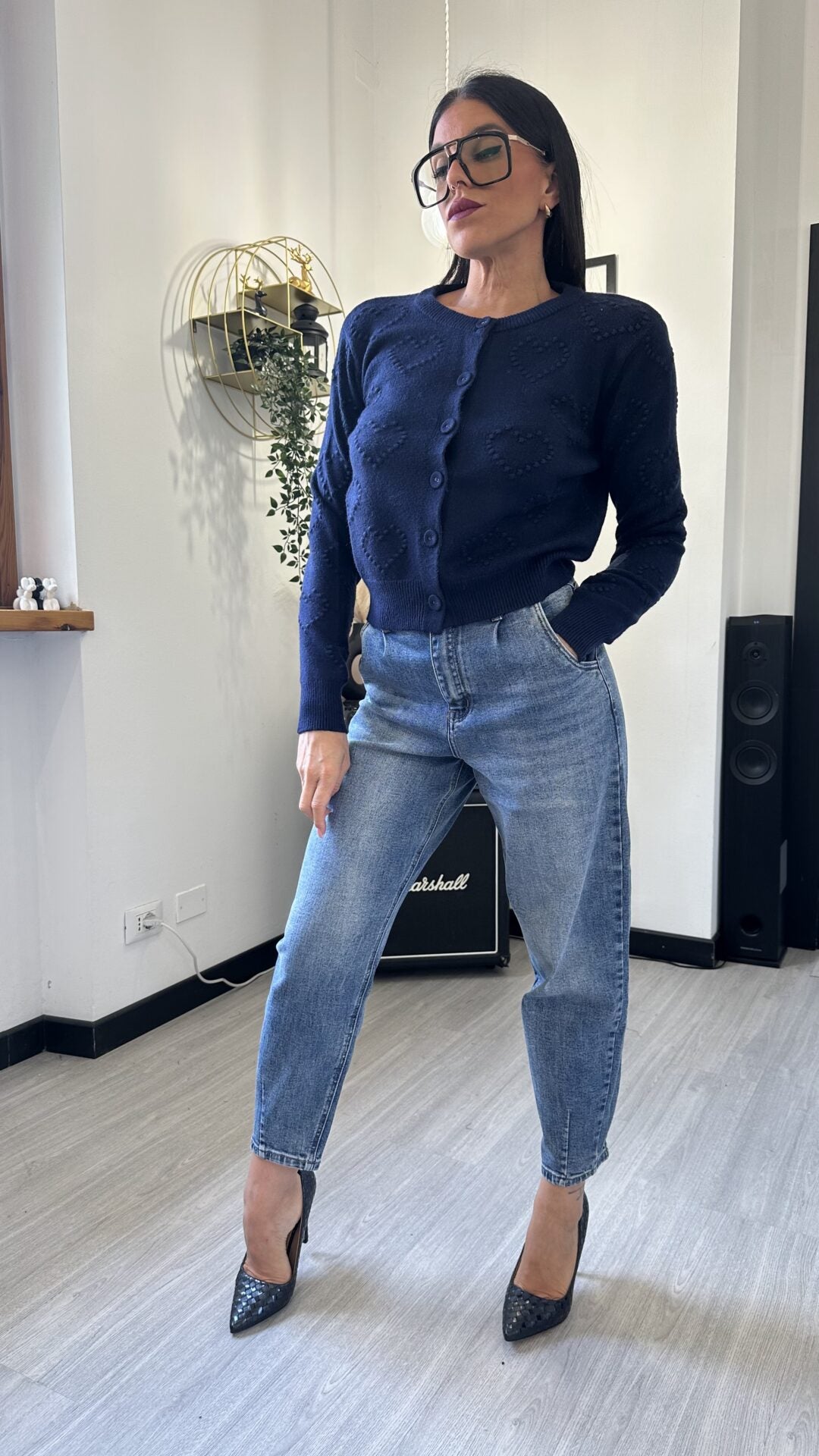 CARDIGAN CUORI BLU