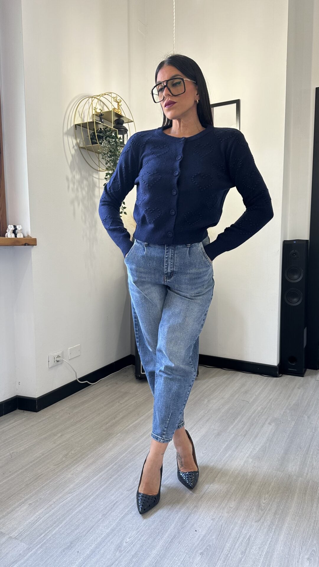 CARDIGAN CUORI BLU