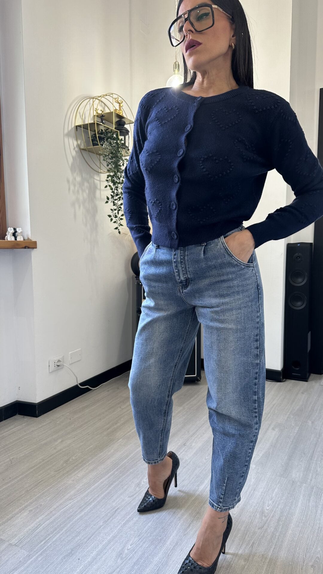 CARDIGAN CUORI BLU