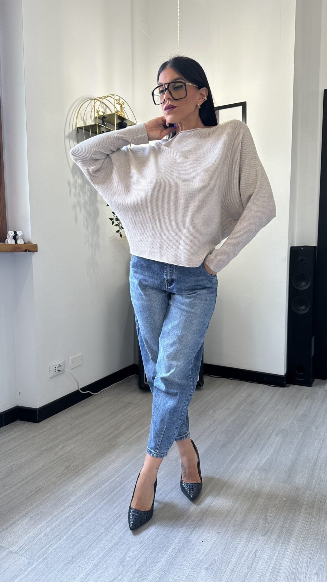 MAGLIONCINO A PIPISTRELLO BEIGE