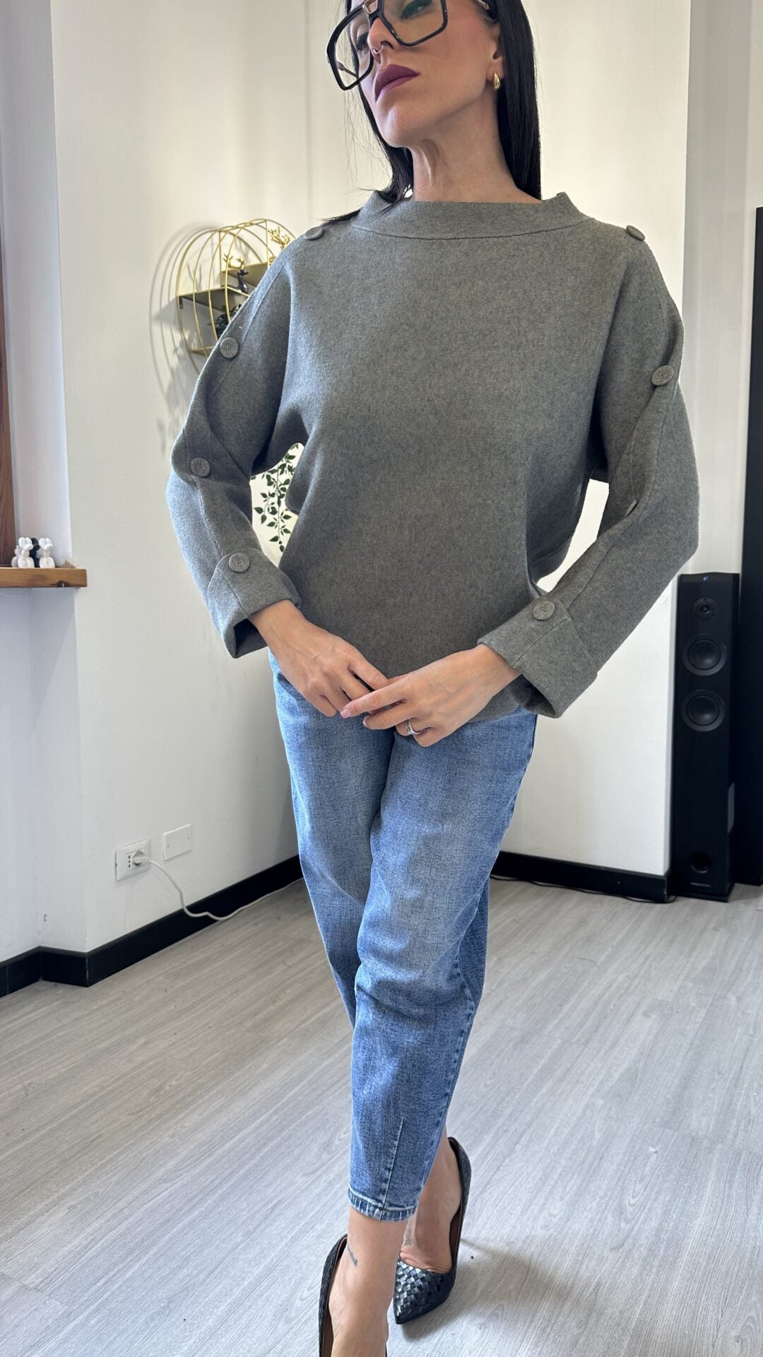 MAGLIONCINO CON BOTTONI MILITARE