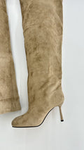 STIVALE ALTO SCAMOSCIATO PUNTA QUADRATA BEIGE