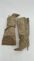 STIVALE ALTO SCAMOSCIATO A PUNTA BEIGE