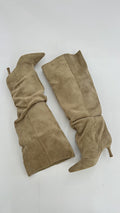 STIVALE ALTO SCAMOSCIATO A PUNTA BEIGE
