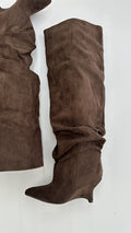 STIVALE ALTO SCAMOSCIATO CON ZEPPA MARRONE