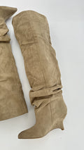 STIVALE ALTO SCAMOSCIATO CON ZEPPA BEIGE