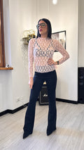 MAGLIA IN PIZZO ROSA CON COLLETTO