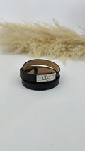 CINTURA BIRKI SLIM NERA ARGENTO