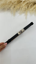 CINTURA BIRKI SLIM NERA ARGENTO