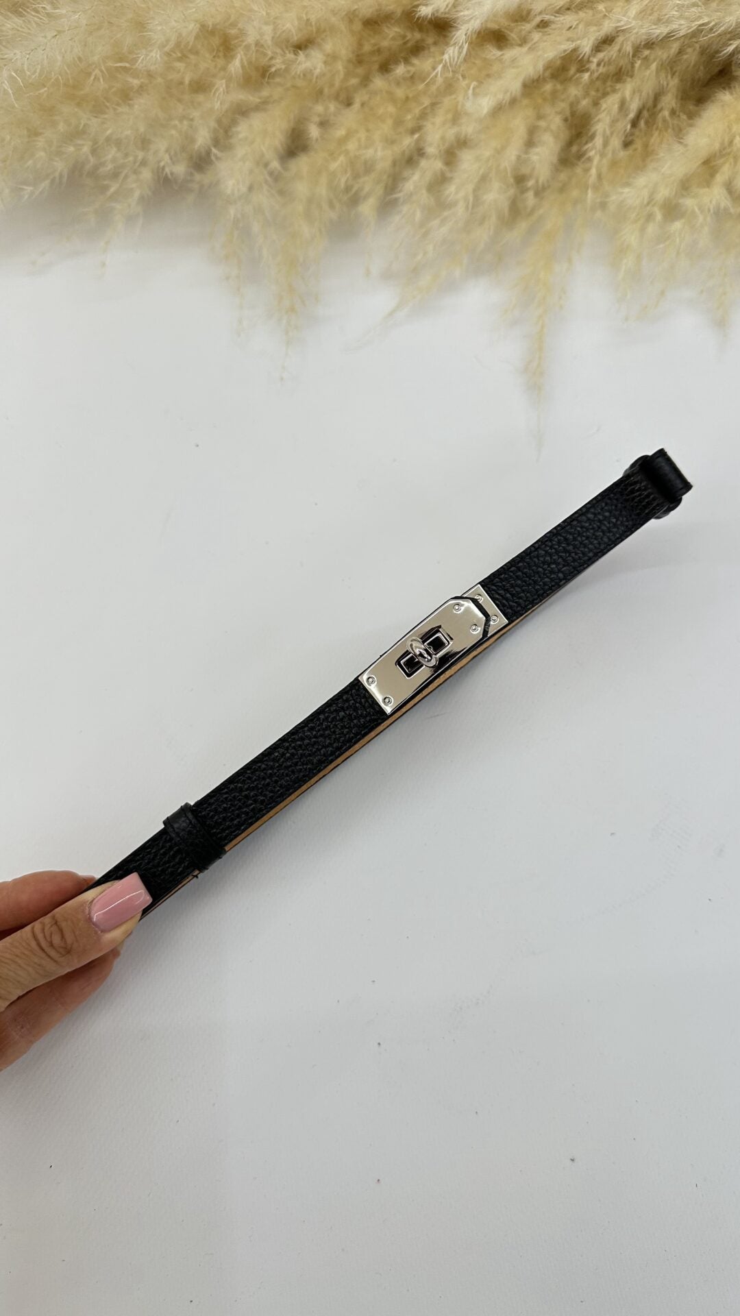 CINTURA BIRKI SLIM NERA ARGENTO