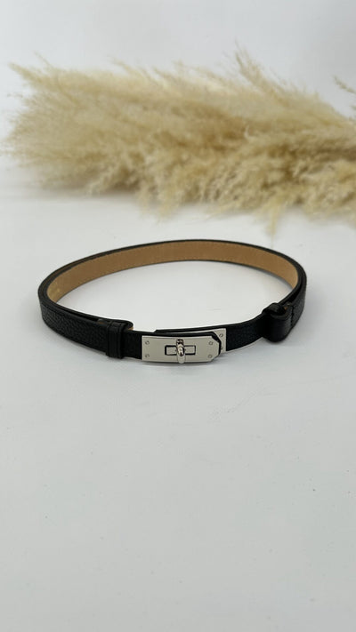 CINTURA BIRKI SLIM NERA ARGENTO