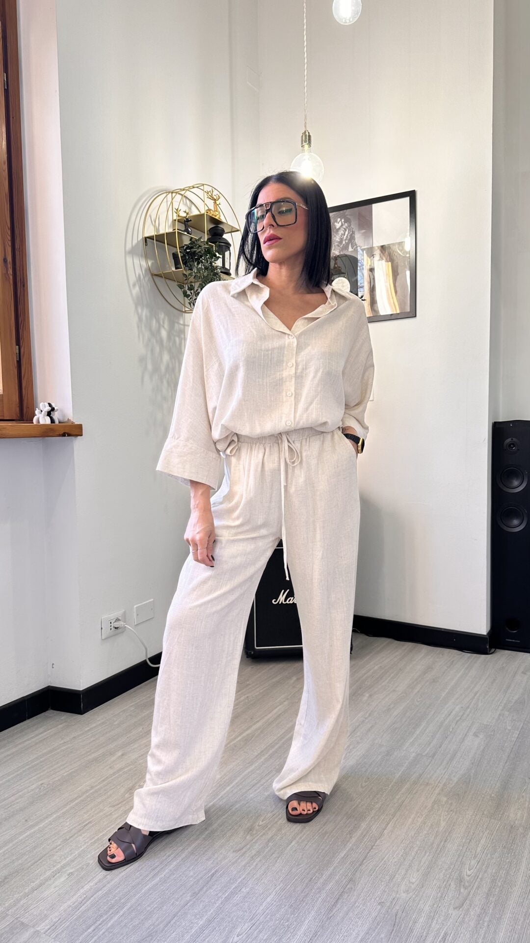 COMPLETO IN LINO BEIGE