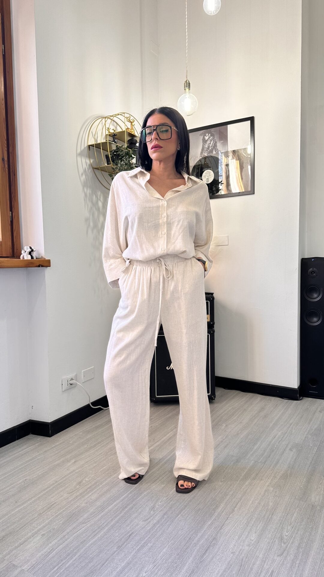 COMPLETO IN LINO BEIGE