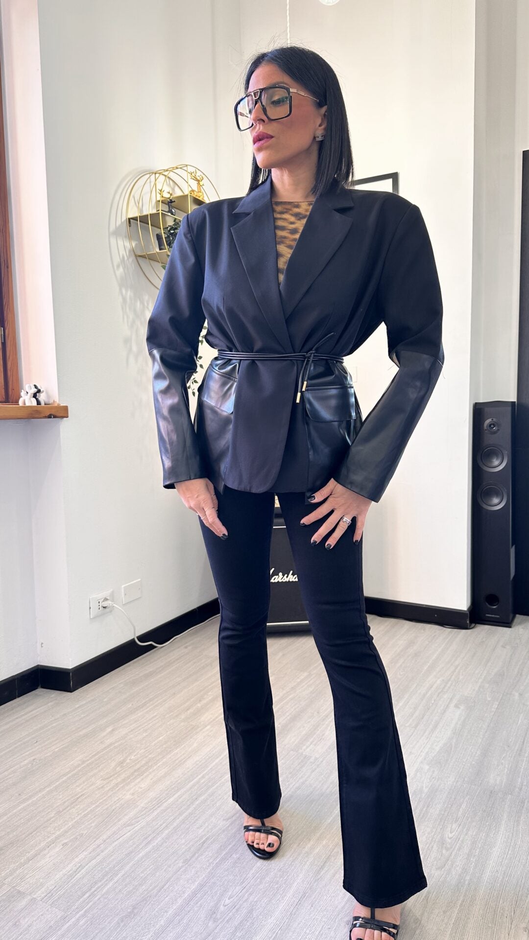 GIACCA CON INSERTI IN ECOPELLE